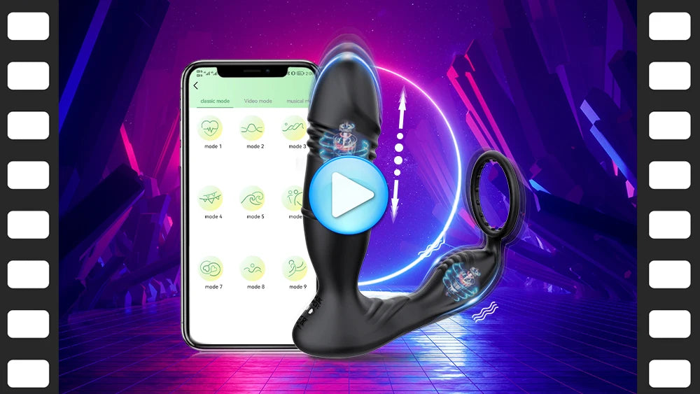 4in1 Thrusting Vibrating Anal Vibrator Prostate Massager Cock Ring Anal Plug G Spot Massager Male Sex Toys for Men Women Couples