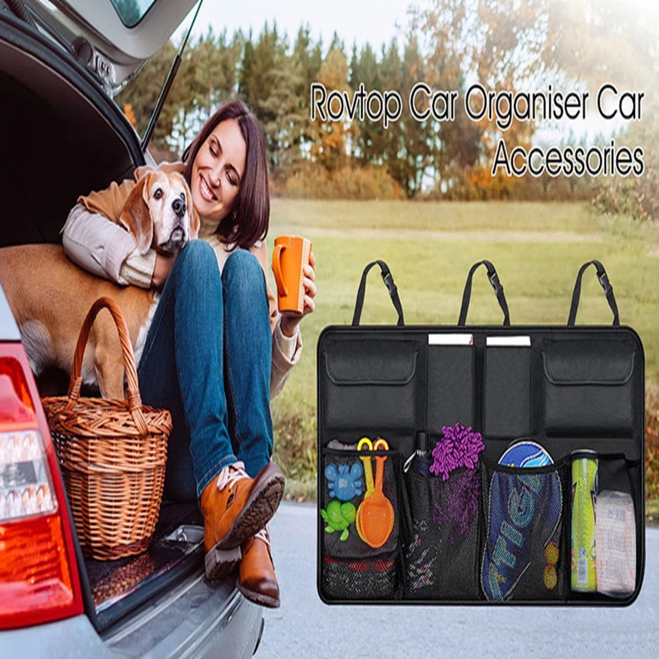 Car Organizer Auto Rear Seat Back Trunk Net Mesh Cargo Storage Bag Pocket Cover Stowing Tidying Interior Camping Accessories