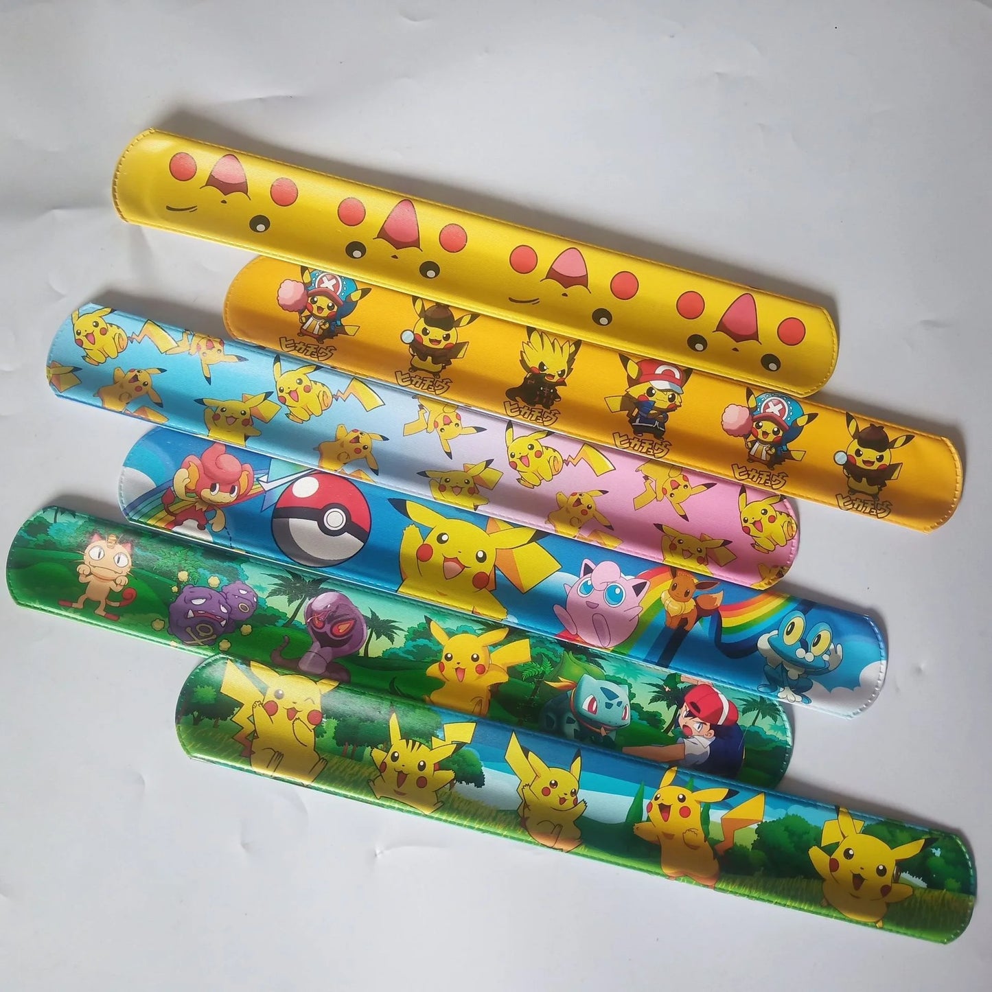 Pokemon Slap Snap Wrap Bracelet Pikachu Wristbands Anime Doll Characters Children Hand Ring Educational Toys Birthday Gift