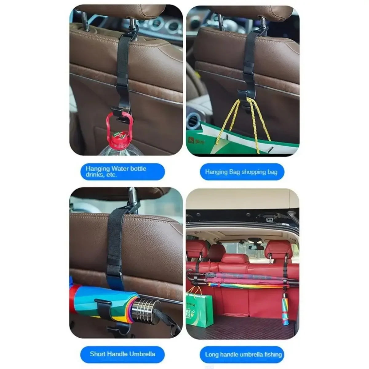 2Pcs car multifunctional rear seat trunk hooks seat backrests umbrella brackets car accessories travel accessories