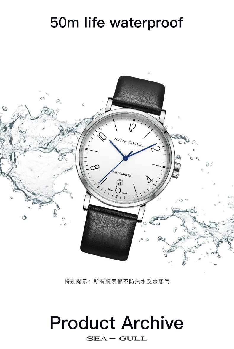 New Seagull Men's Automatic Mechanical Watch Official Authentic Bauhaus Business Casual Mechanical Wristwatch 819.17.6091