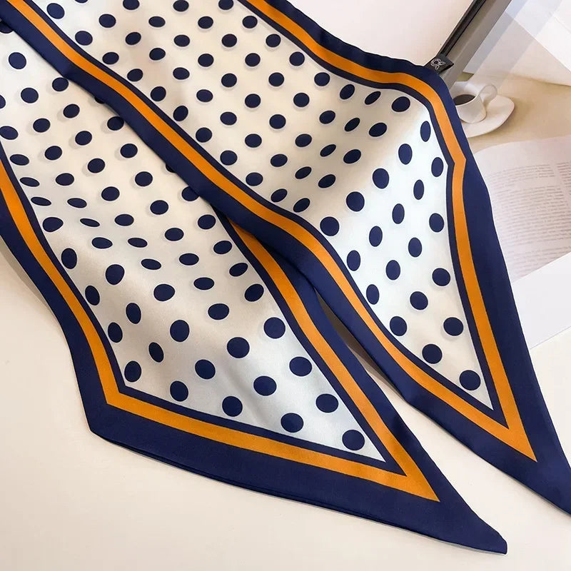 New Fresh Style Luxury Hair Scarf Long Fashion Women Headband Brand Silk Bag Ribbon Design Wrist Towel Foulard Neckerchief
