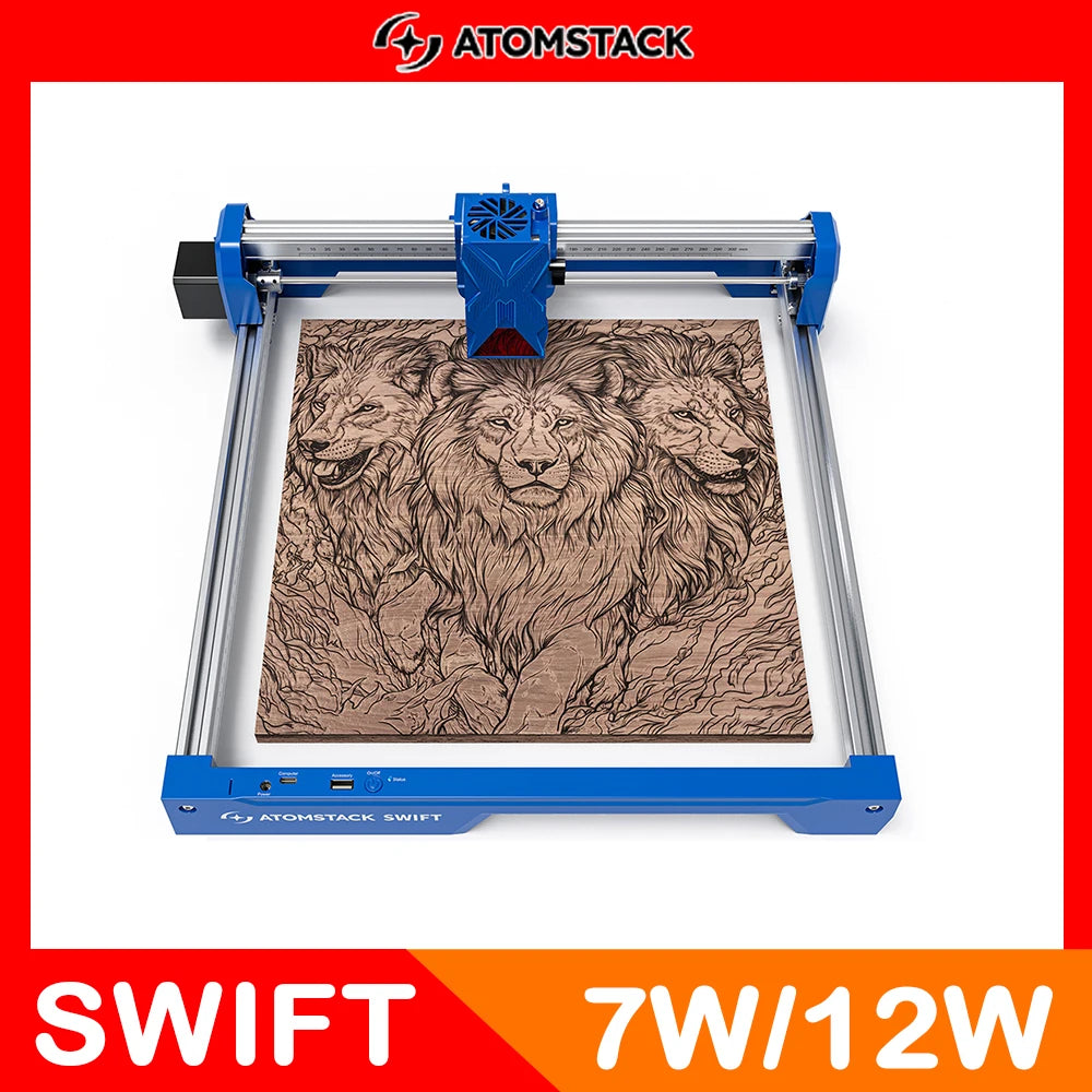 ATOMSTACK Swift 7W Portable Laser Engraver DIY Laser Cut Engraving Machine Engrave Logo Wood Painted Acrylic Glass Leather