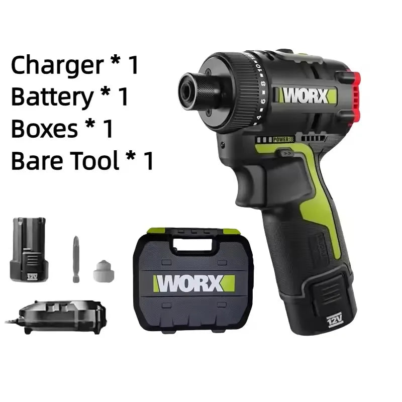 Worx WU129 Cordless Screwdriver 12V 1800rpm Brushless Motor 40Nm Dual Speed Adjustable Torque Wireless Universal Drill