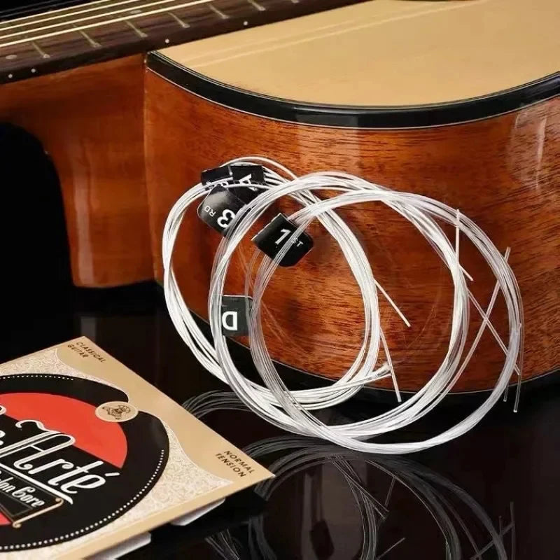 EJ45 Classical Guitar Strings Silver Plated Wrap Nylon Core Clear Student Nylon Trebles Normal Tension For Beginners