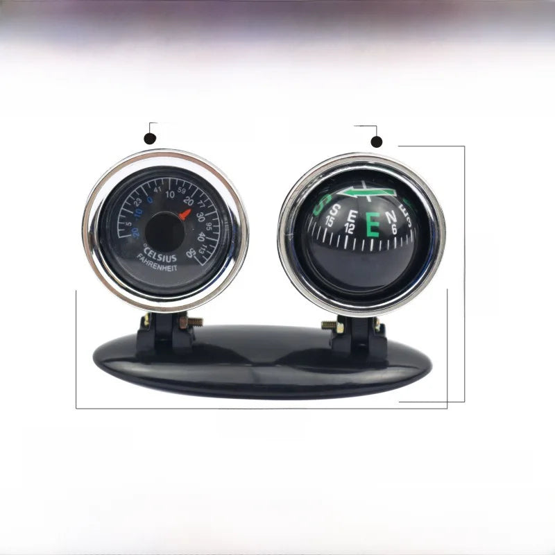 Outdoor Outing Car Guide Ball Self-driving Tour Compass with Thermometer Car Interior Decoration Accessories
