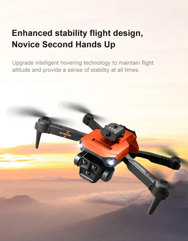 K6 MAX Triple-Camera Drone 4K HD Optical Flow Positioning 360° Obstacle Avoidance Foldable Quadcopter Wifi FPV RC Toys Dron