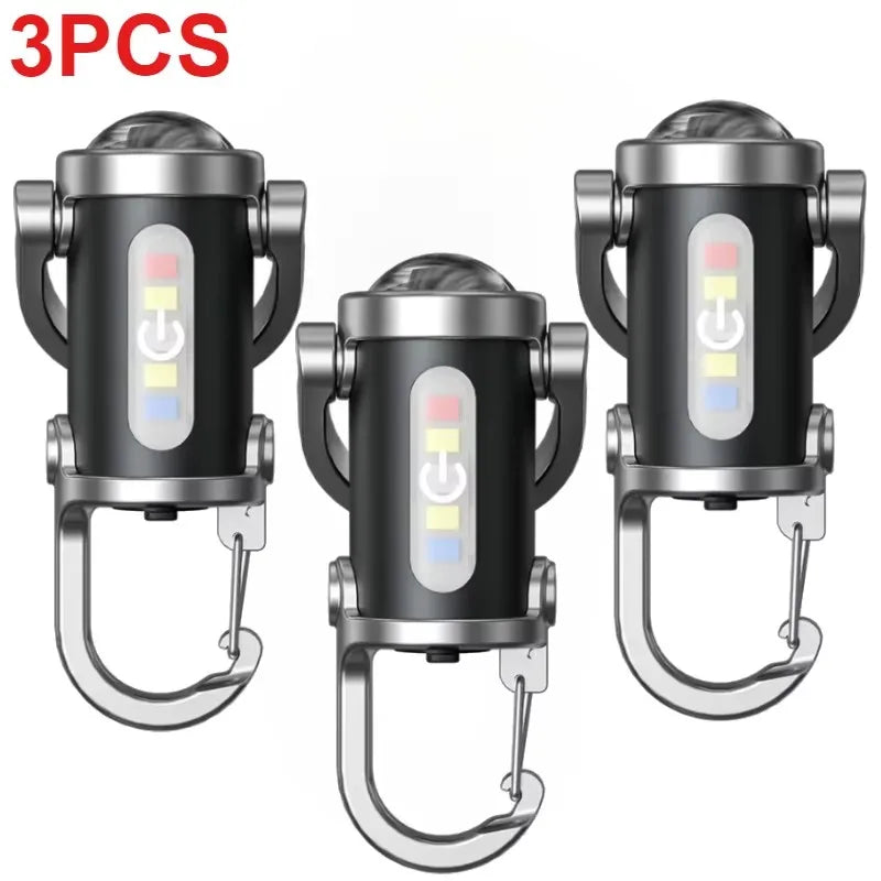 Rechargeable Keychain Flashlights Multifunction COB Work Light 6 Modes Emergency Keychain Light for Walking Searching Hiking
