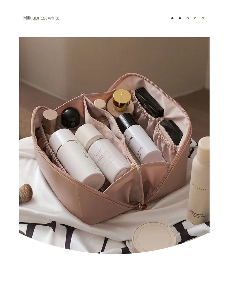 Large Pu Leather Travel Cosmetic Bag for Women Cosmetic Organizer High-capacity Makeup Bag Storage Pouch For Female Makeup Box