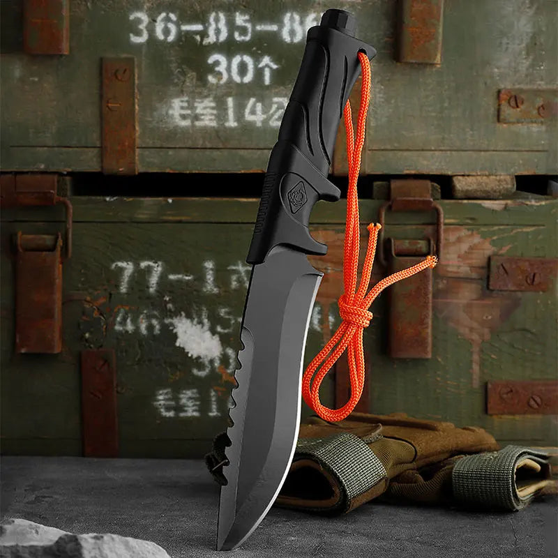 Outdoor Straight Knife Tactical Knife Multifunctional Knife Field Defense Knife Portable High Hardness Sharp Knife Survival Knif