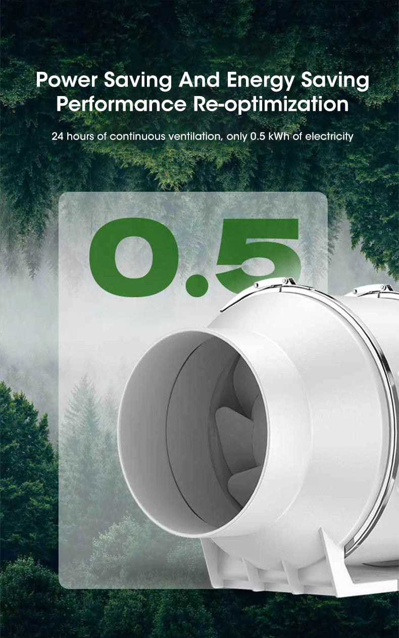 4 inch Exhaust Fan 220V EU Home Silent Inline Pipe Duct Fan Bathroom Extractor Ventilation Kitchen Toilet Wall Air Ventilator