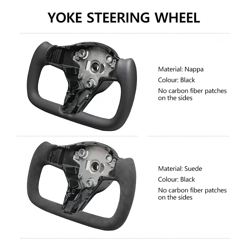 NovaAcc Yoke Steering Wheel For Tesla Model Y 3 2017 2018 2019 2020 2021 2022 2023 Heating Black Nappa Suede Car Accessories