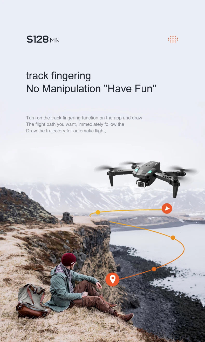 New S128 Mini Drone 4K Professional HD Dual Camera Three-Sided Obstacle Avoidance Air Pressure Fixed Height Foldable Quadcopter
