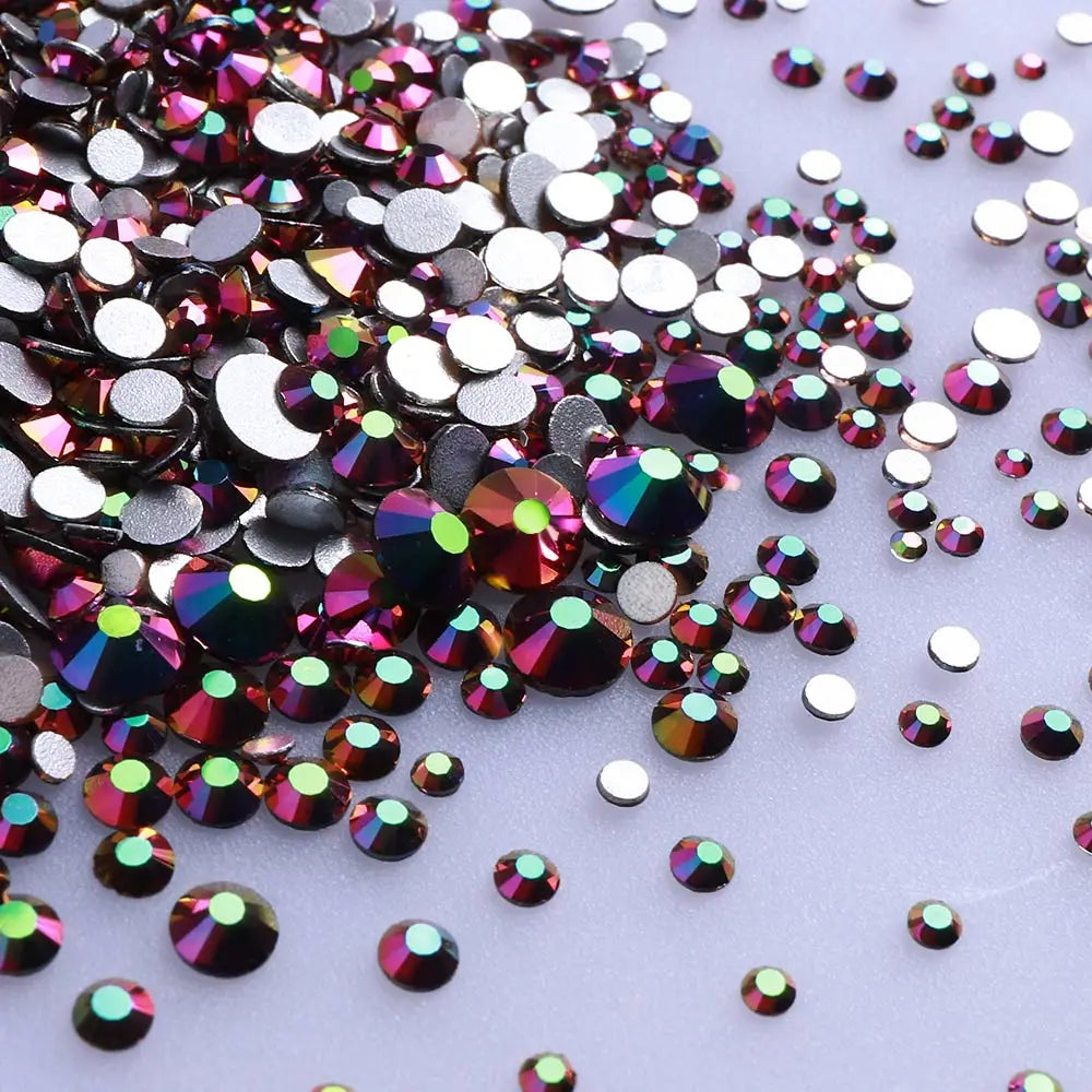 QIIY 1440Pcs Mix Size SS3-SS20 Clear Crystal FlatBack Rhinestones Non-Hotfix Glass Decorations DIY Glitter Stones 3D Nail Art