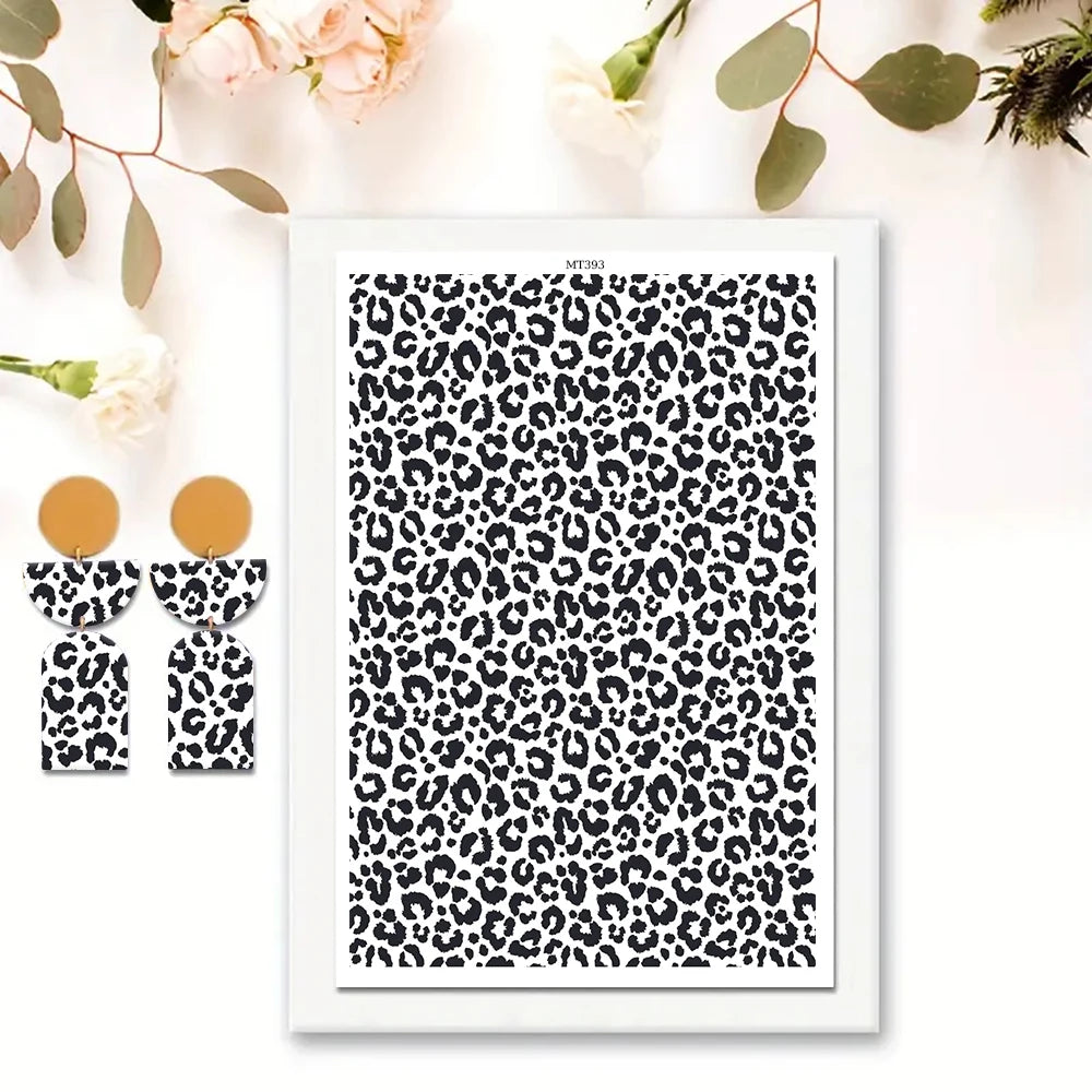 Leopard Print Pattern Polymer Clay Watercolor Transfer Paper Pottery Earrings Jewelry Soluble Disposable Sticker Tools