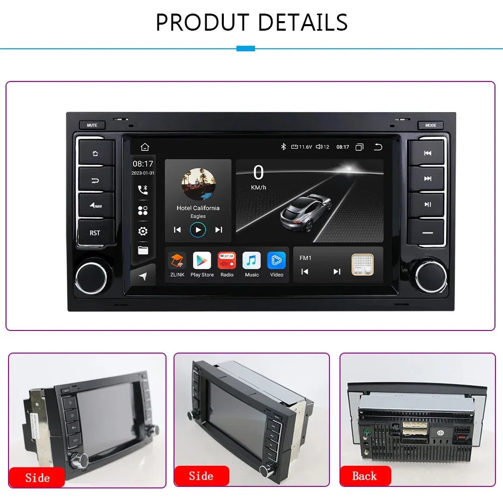 LELV 7" Android 13 Touch Screen Car Radio For Volkswagen VW Touareg Multivan T5 Transporte 2004-2011 Multimedia Player Carplay