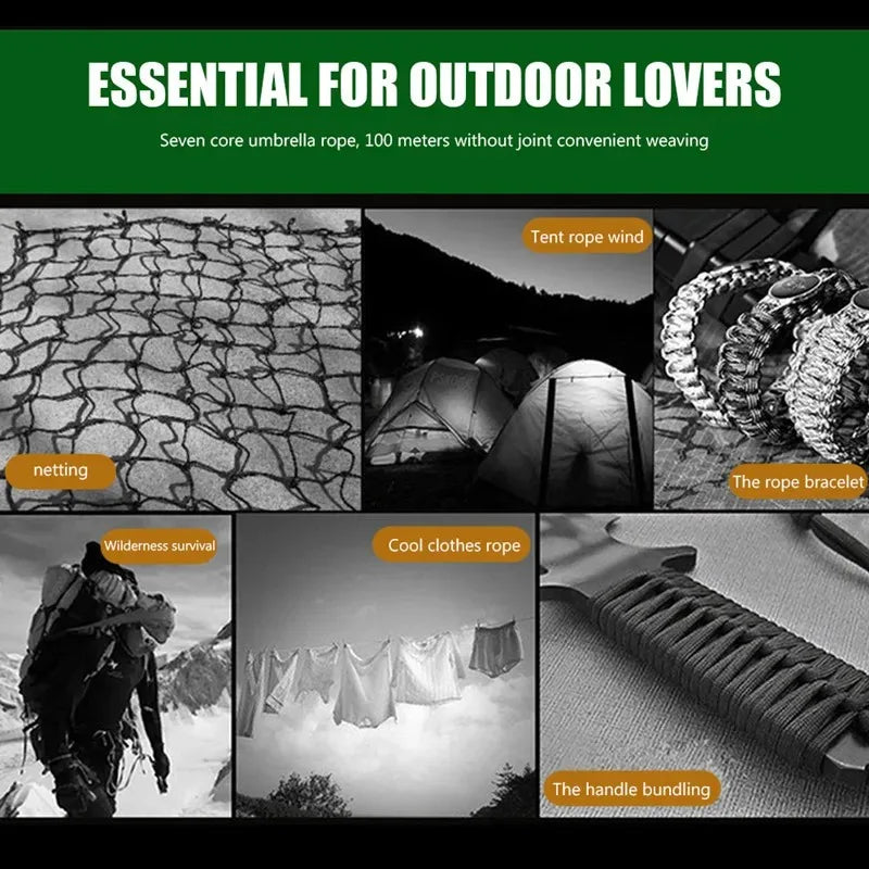 550 Paracord 5 15 30 M Dia.4mm 7-Cores Cord Parachute Rope Camping Accessories Outdoor Lanyard For Hiking Survival