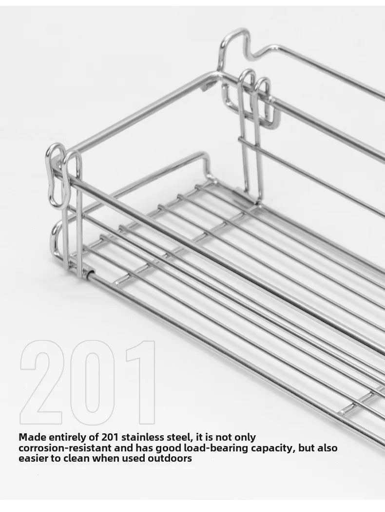 Outdoor Aluminum Table Side Storage Rack Hanging Mesh IGT Table Expansion Bracket Folding Table Extension Basket Folding Rack