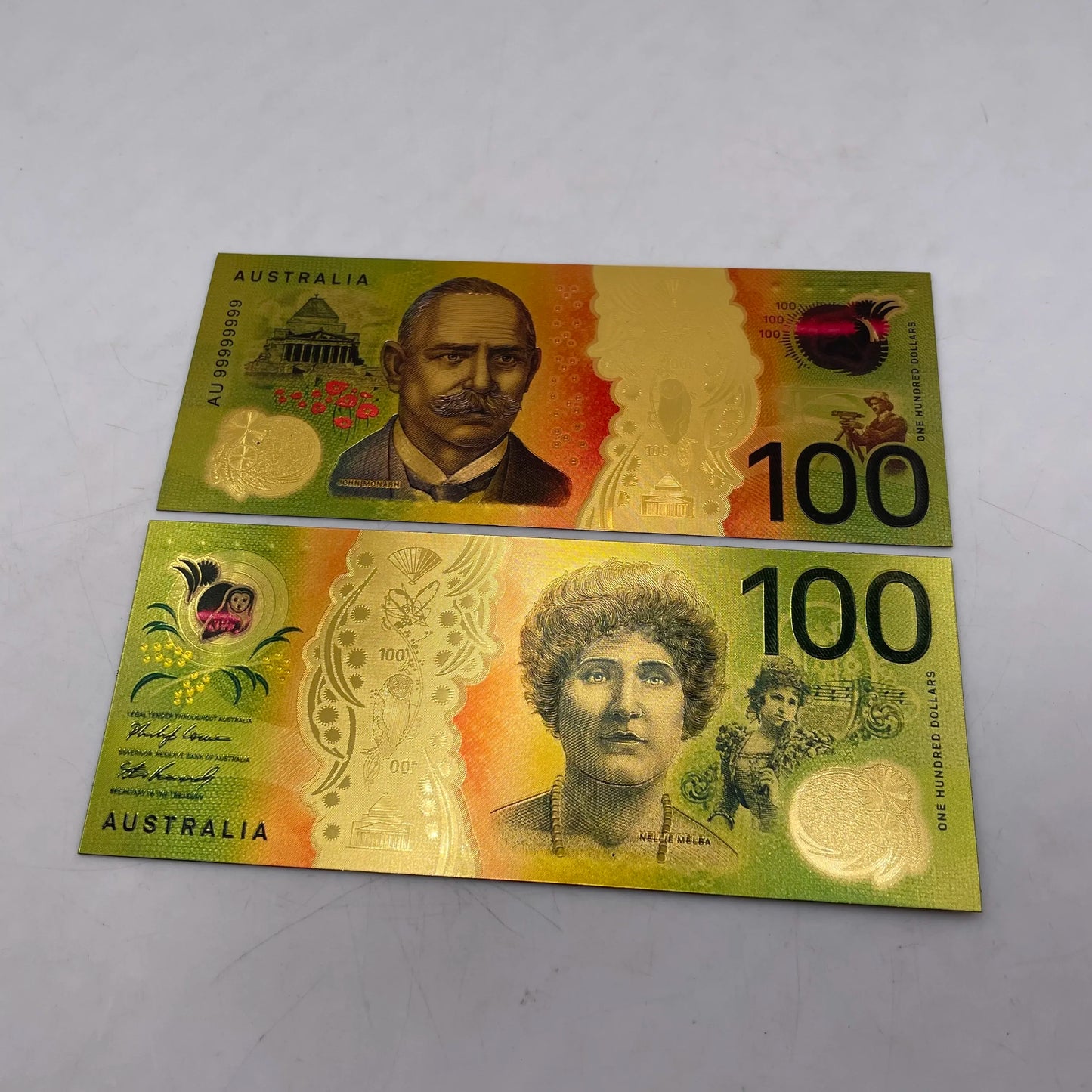 8 Designs Australia 100 Dollar Gold Banknote Plated Colorful AUD100 Dollar Gold Foil Banknote Currency Collection