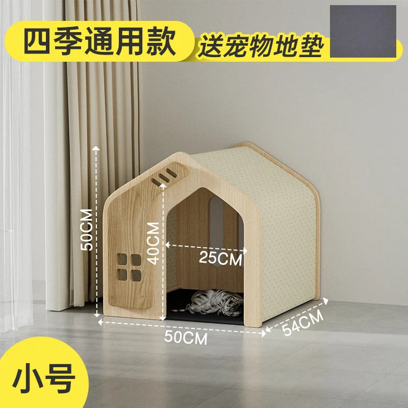 Wooden Cat Bed and Furniture Large Space Cats Accessories Cat Hiding House Kennel Breathable Pet Products Pet Products