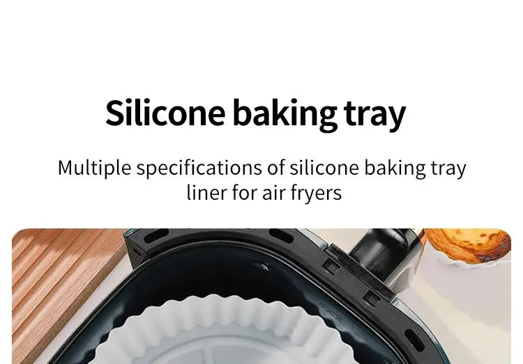 2 PCs Reusable Air Fryer Silicone Tray For Easy Cleaning Suitable For Round Pizza Grill Pan Mats Air Fryer Baking Accessories