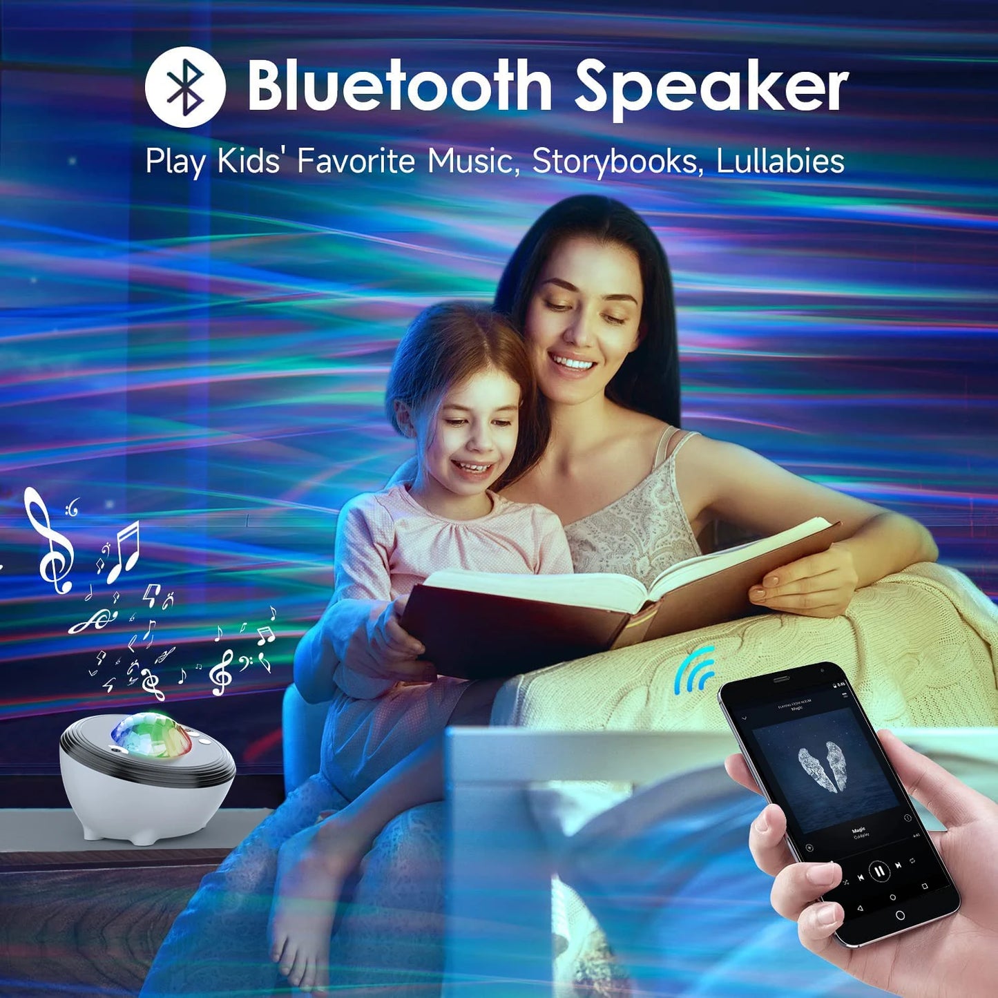 Star Projector LED Aurora Projector Bluetooth Speaker Night Light White Noise Galaxy Projector For Bedroom Kids Decoration Home