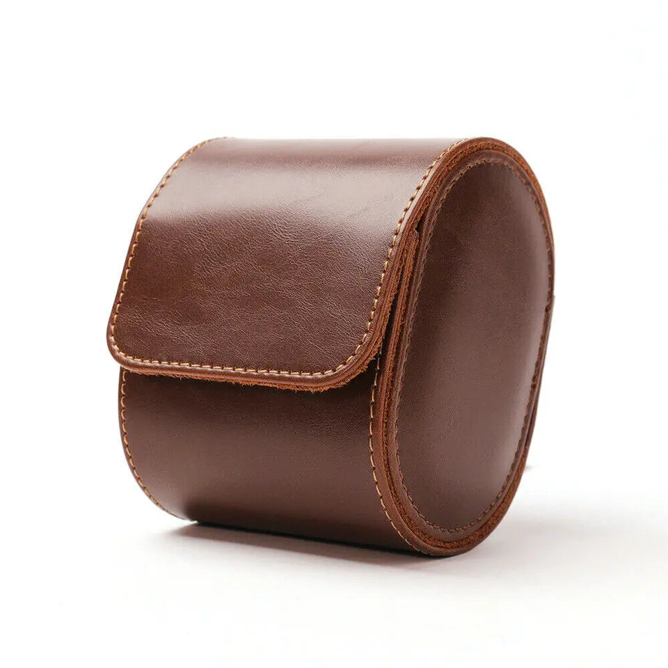 1 Grid Single Watch Box Vintage Pu Leather Slots Flexible Bracket Holder Mechinical Quartz Watch for Business Travel Storage Man