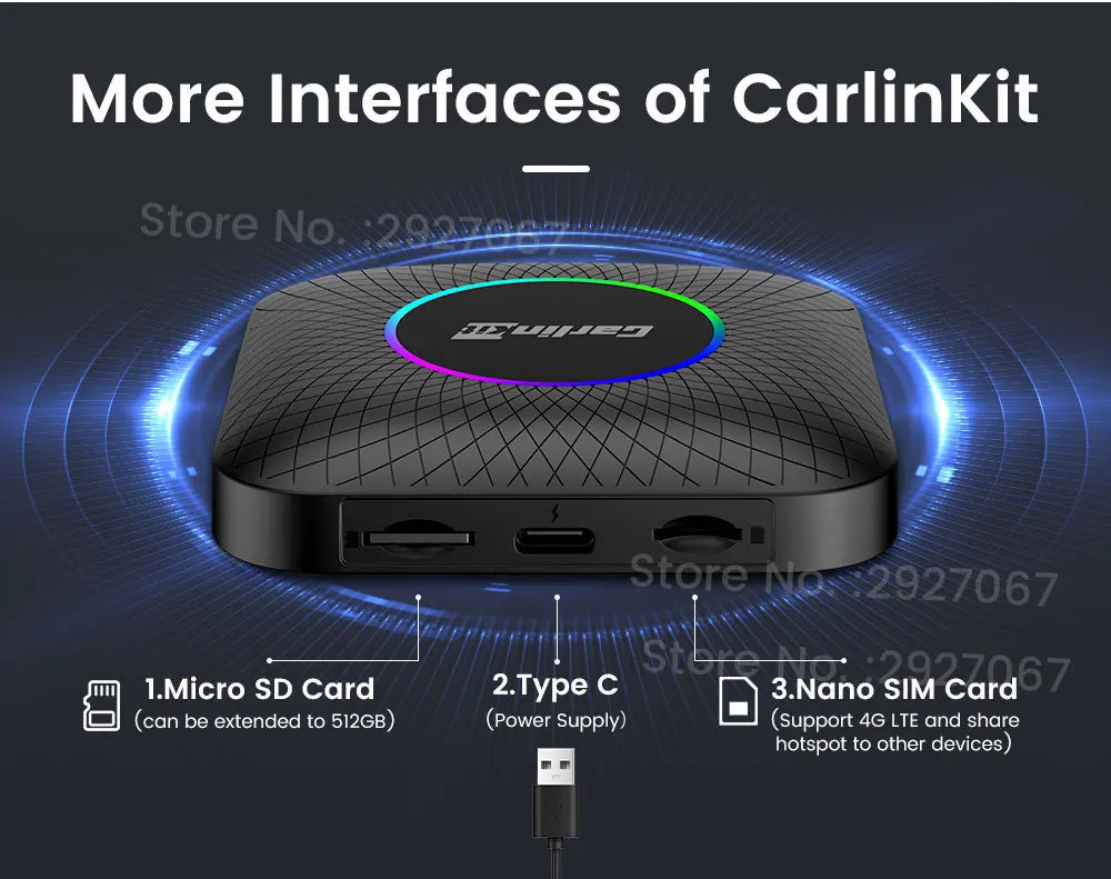 CarlinKit CarPlay Ai Box Android 13 SM6225 8 cores 8G+128G for Netflix Smart TV Box Wireless CarPlay Android Auto 512GB via TF
