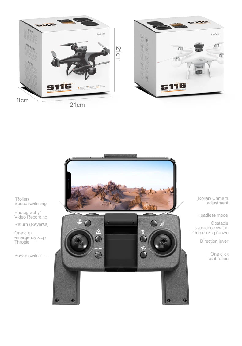 S116 MAX Elf Drone Professional 5G 8K Dual ESC Camera Optical Flow Brushless 360° Obstacle Avoidance WIFI FPV RC Dron Toys