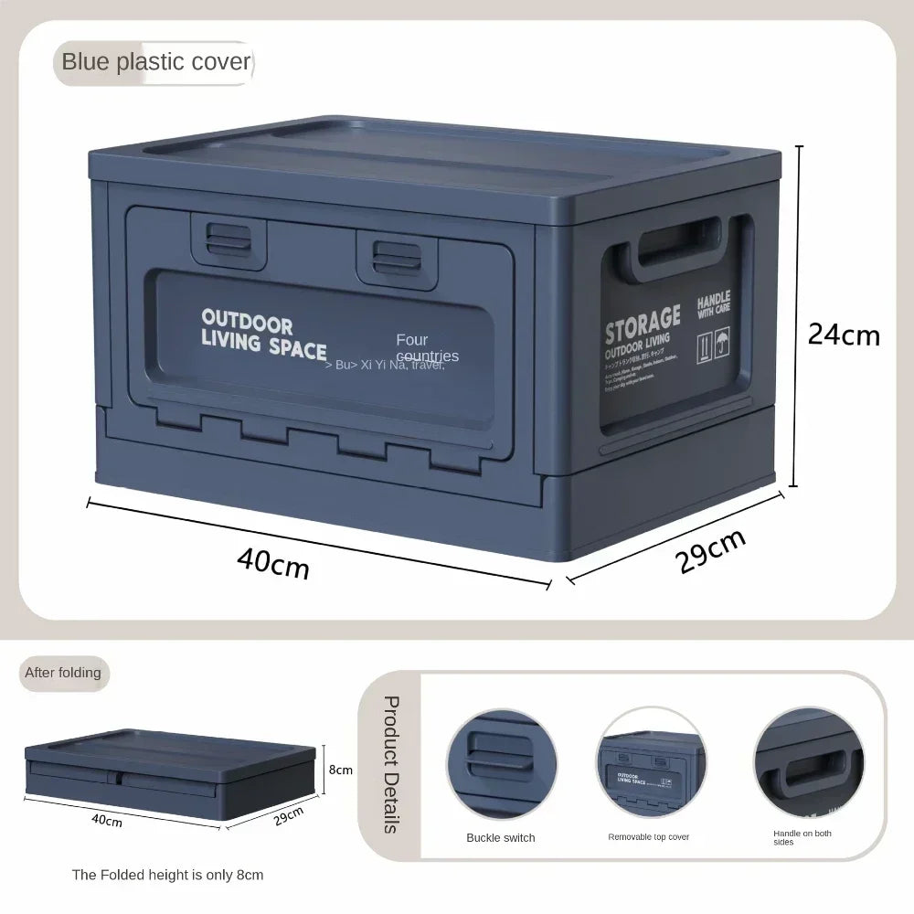 Storage Box Portable Camping Foldable Uncovered Storage Box Car Trunk Storage Table Dual Purpose Picnic Practical Outdoor Tools