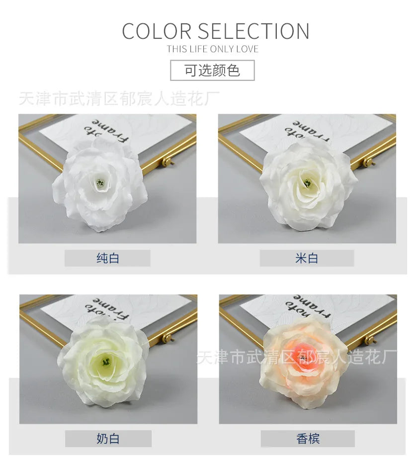 10pcs 10cm Artificial Roses Flower Heads DIY Wedding Home Decoration Party Festival Supplies Fake Flowers