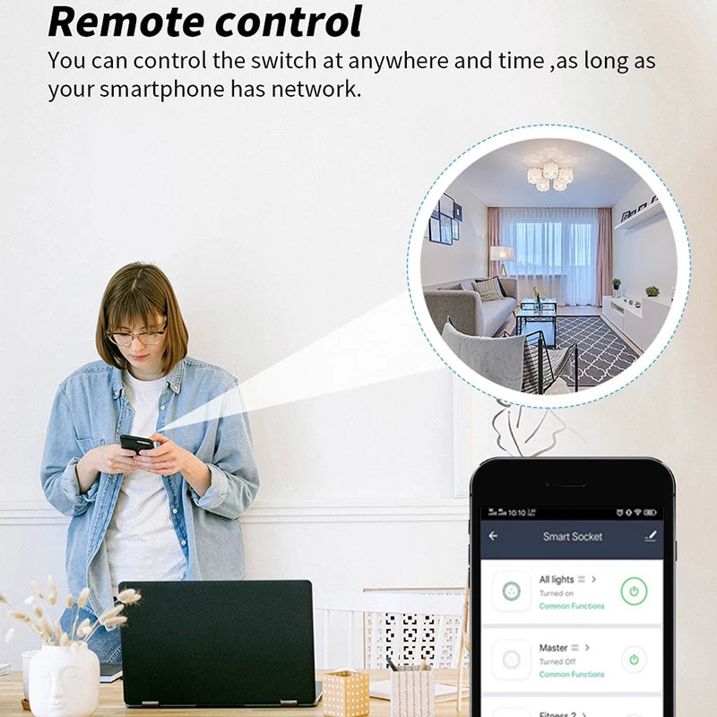 20A Wifi Smart Plug EU Socket With Power Monitoring Timing Function Voice Control Support Alexa Google Home Assistant Tuya App