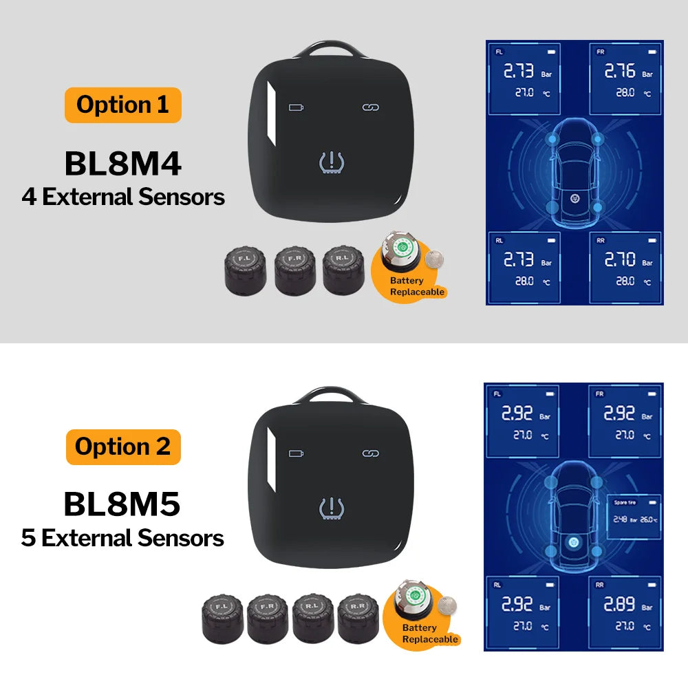 Deelife Car TPMS for Android iOS Tire Pressure Monitoring Control System 4-5 Wheel Tyre Sensor Bluetooth-compatible BLE TMPS