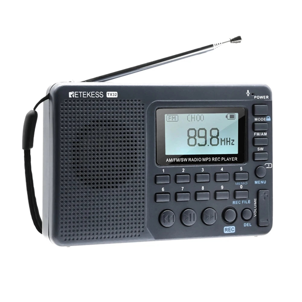 RETEKESS V115 Radio FM AM SW Portable Radios Rechargeable Radio Batteries multiple bands USB Recorder Speaker for Elders TX32
