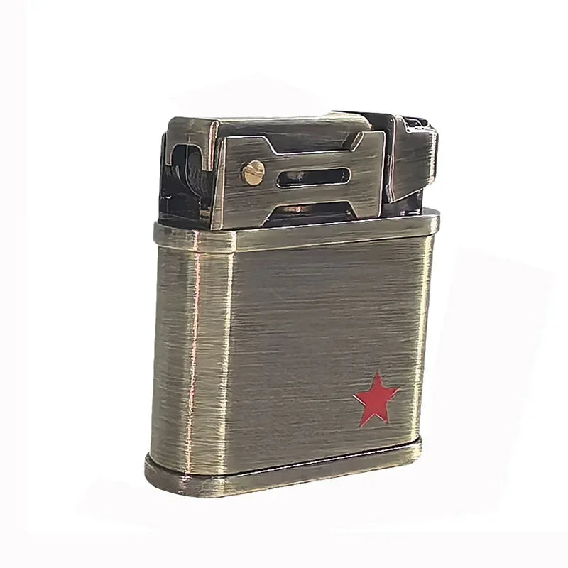 CHIEF Vintage Red Star Lighter - Military Style, One-Click Ignition, Windproof, Perfect Gift for Collectors