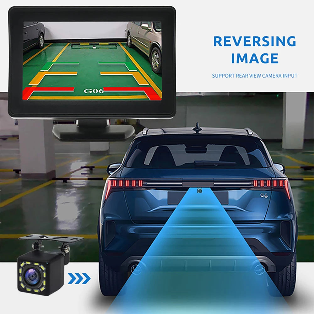 Easy Installation 4.3Inch Rear View Camera Monitor Screen Reversing Camera for Car Parking Parking System Camera for Vehicle