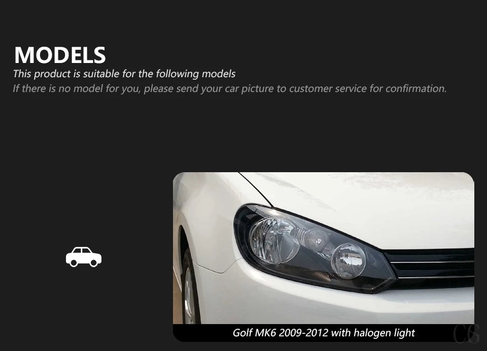 Car Styling Headlights for VW Golf 6 MK6 jetta R20 Black Samurai Style LED Headlight 2009-2012 Head Lamp DRL Signal Projector