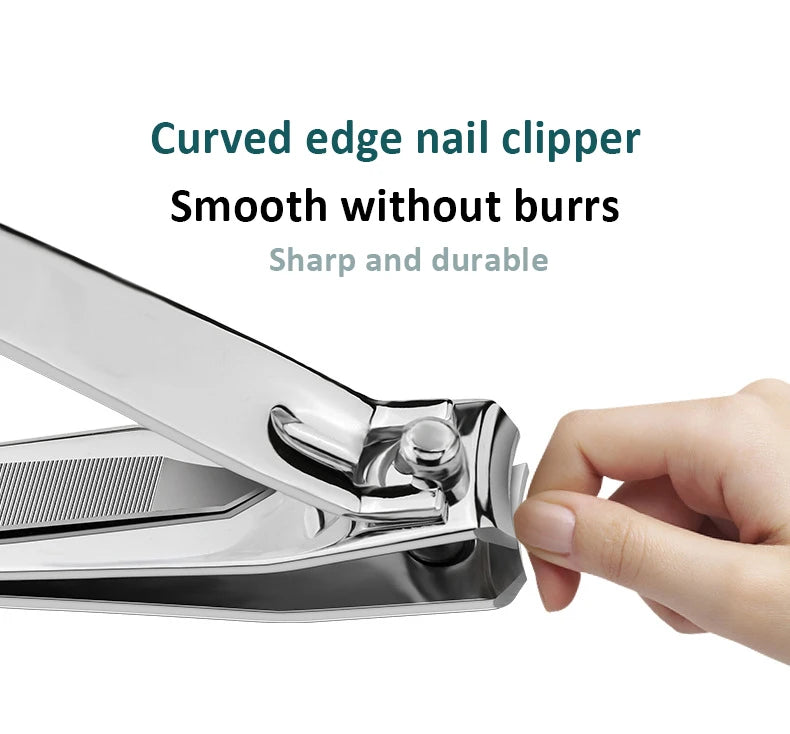 Nail Clippers Stainless Steel Sharpest Nail Cutter Duty Curved Edge for Adult Men Women Swing Out Nail Cleaner/File