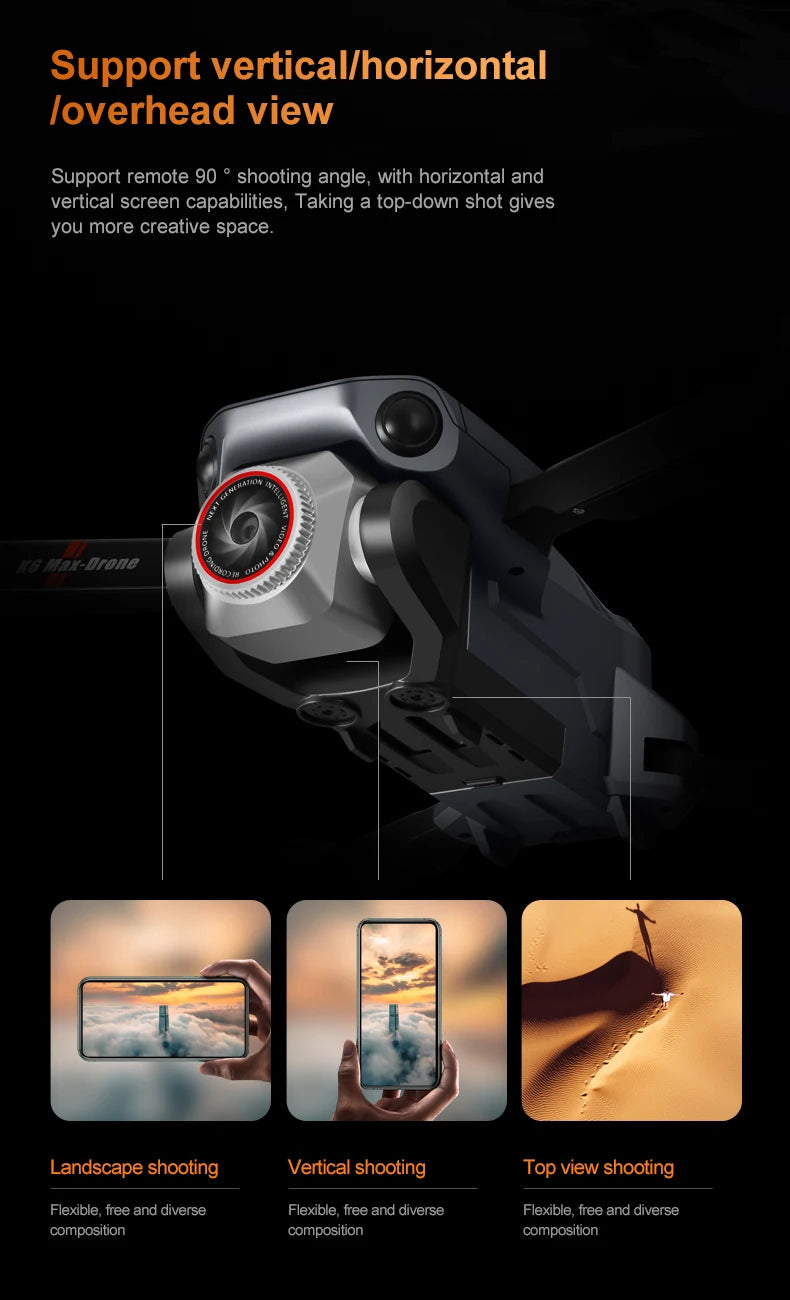 K6 MAX Triple-Camera Drone 4K HD Optical Flow Positioning 360° Obstacle Avoidance Foldable Quadcopter Wifi FPV RC Toys Dron
