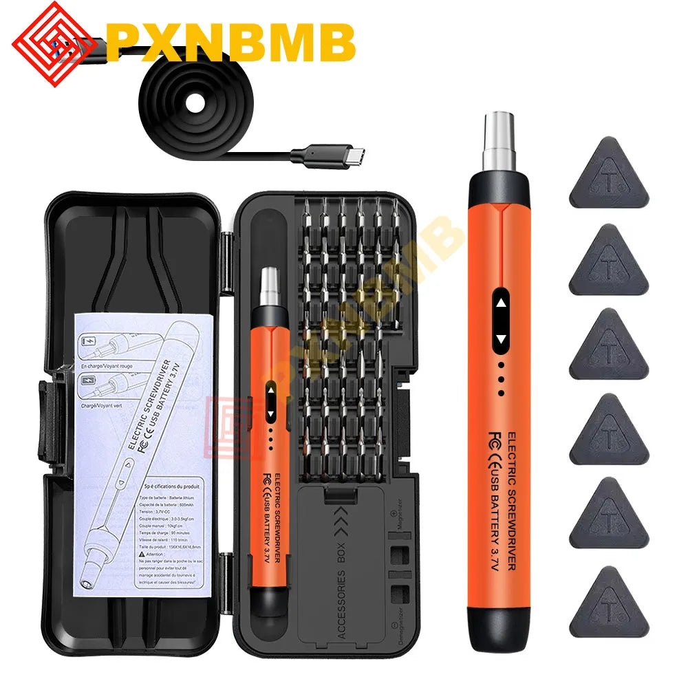 Type-c Electric Screwdriver Set Precision Power Tools Rechargeable Wireless Mini Small Bits for Mobile Cell Computer Repairs CRV