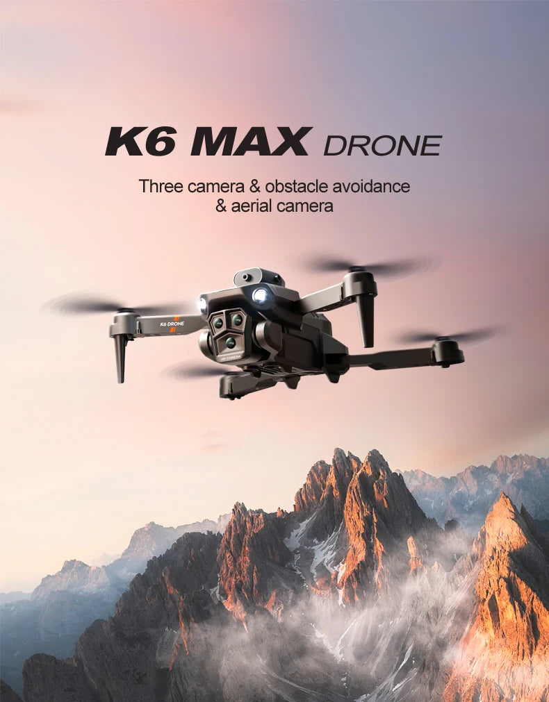 K6 MAX Triple-Camera Drone 4K HD Optical Flow Positioning 360° Obstacle Avoidance Foldable Quadcopter Wifi FPV RC Toys Dron