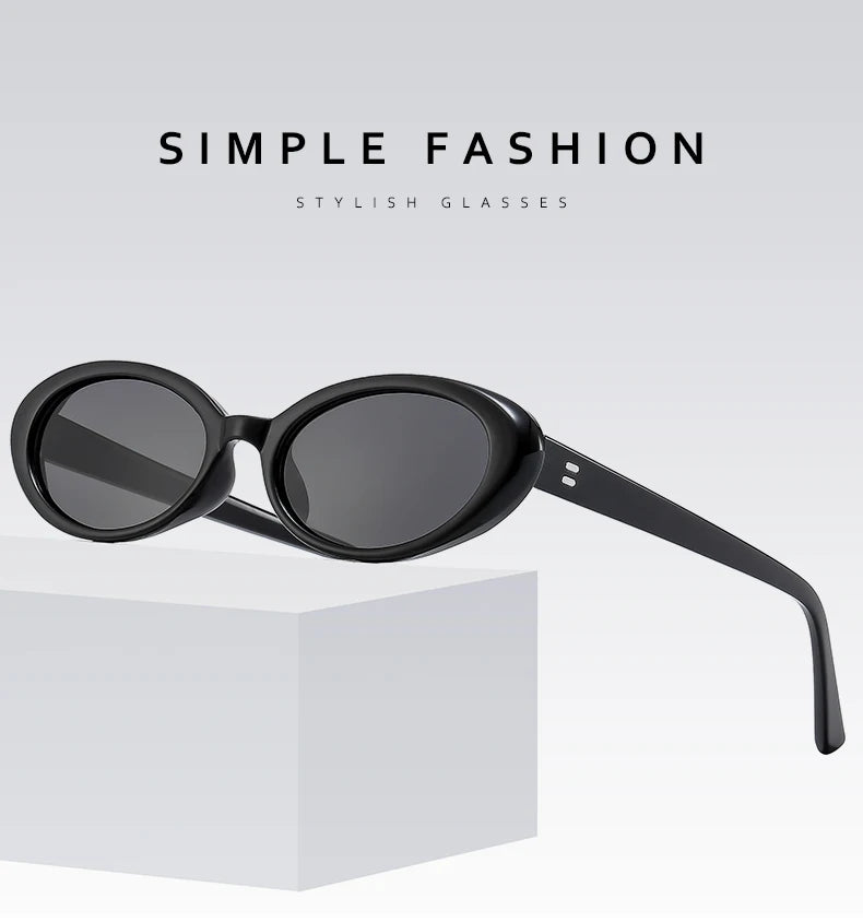 New Women's Retro Oval Sunglasses Black Small Frame Fashion Brand Trendy Hot Points Sun Glasses Female Lady Goggle UV400