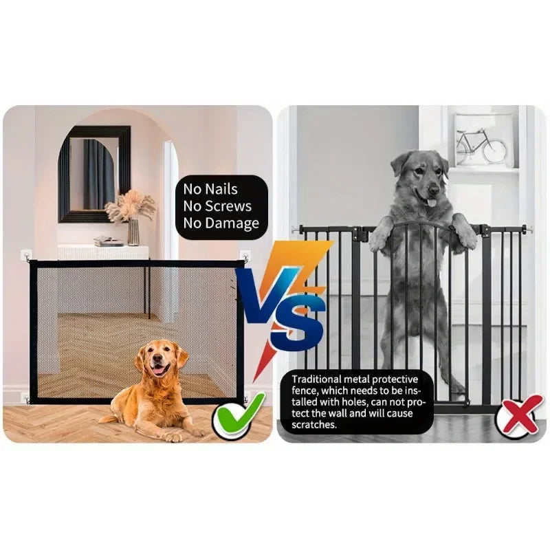 Pet Barrier Fences Portable Folding Breathable Mesh Child Safety Gate Pet Baby Separation Guard Isolated Fence Dog Accessories