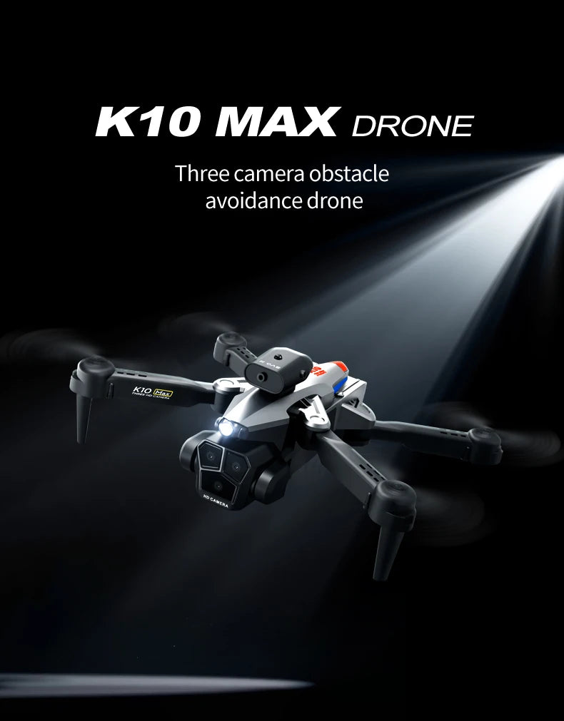 New K10 Max RC Drone 8K Professional Triple Camera Optical Flow Obstacle Avoidance Gesture Photography Foldable Quadcopter Toys