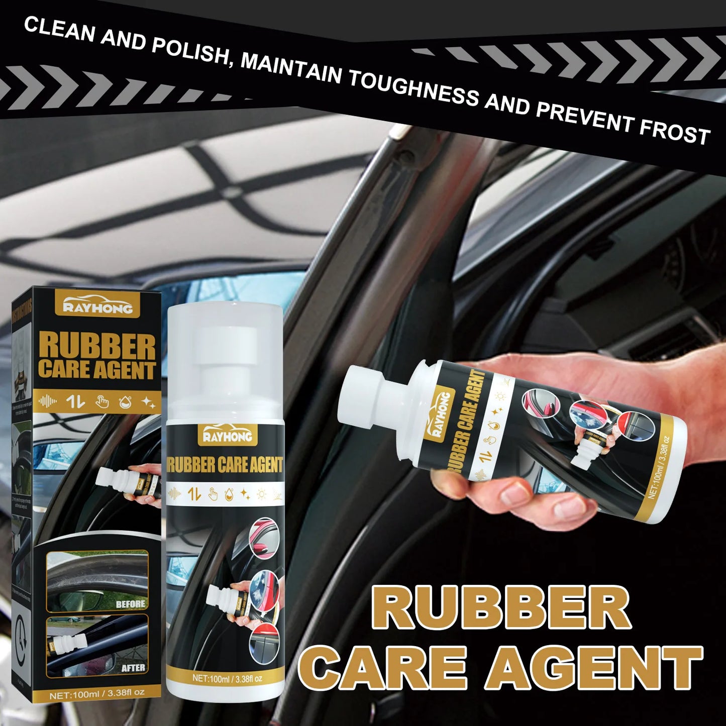 100ml Car Rubber Curing Agent Rubber Renovator Care Spray Liquid Wax Polish Care Agent Car Cleaner Maintenance Supplies