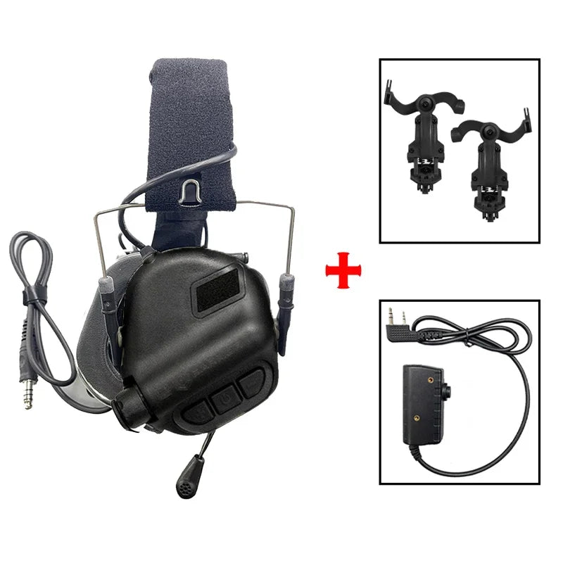 EARMOR M32 MOD4 Shooting Earmuffs Tactical Noise Reduction Headset with Helmet ARC Rail Adapter with Kenwood PTT adapter New