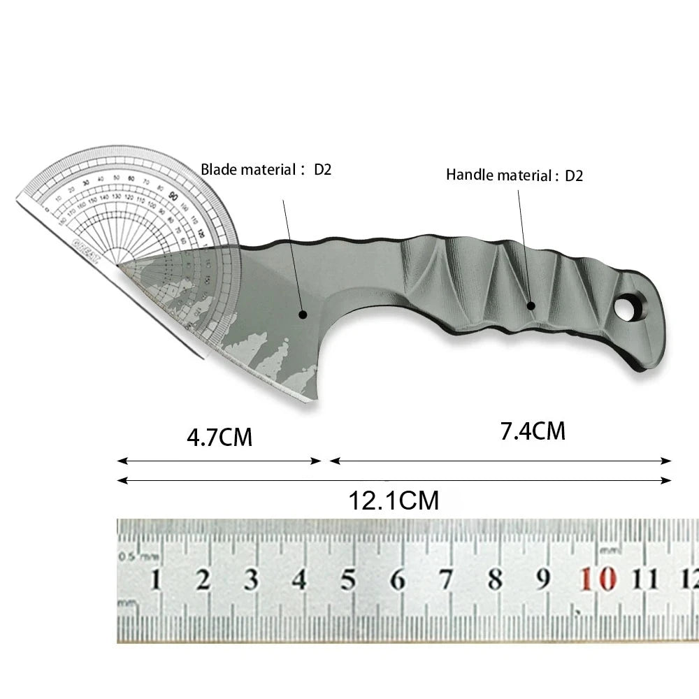 Fixed Blade Knife  Outdoor Tactical Hunting Camping D2 Blade Straight Knife Small Axe Multifunctional Wilderness Survival Tools