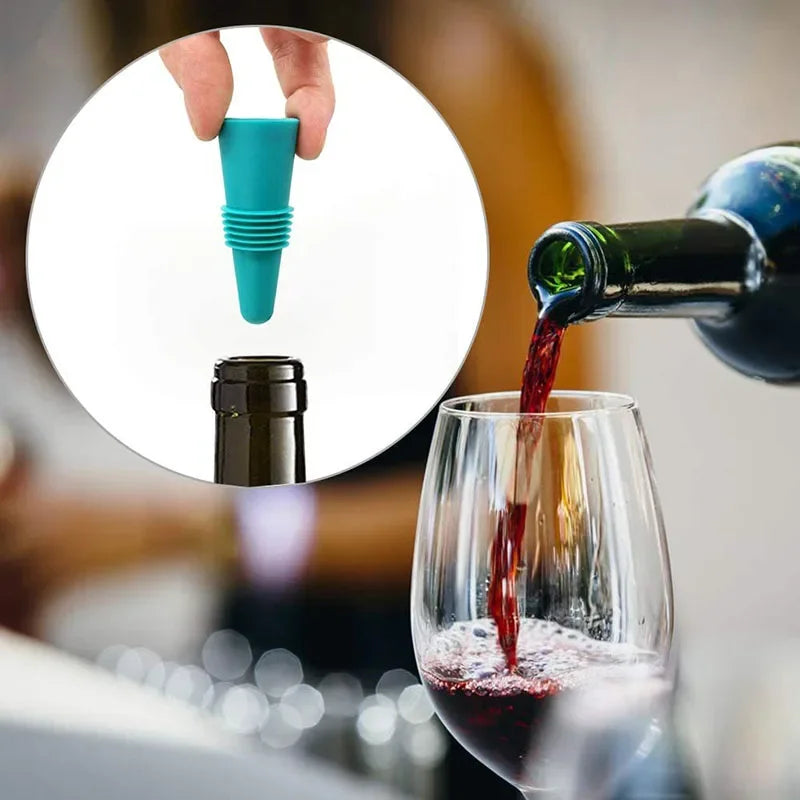 Silicone Wine Bottle Stopper Set Whisky Accessories Leak Proof Beer Champagne Cap Closer Wine Cork Plugs Lids Kitchen Bars Tools