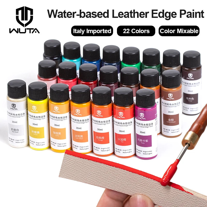 WUTA 30ml Professional Leather Edge Paint Oil Dye Edge Dressing Color Coats Leather Finish Supplies DIY Craft Leather Shoe Edges