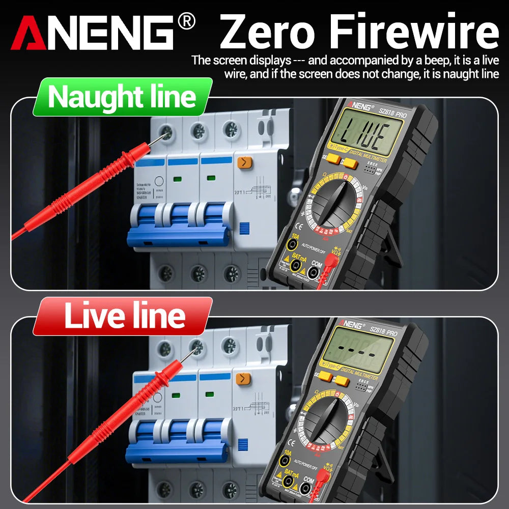 Smart Rechargeable Digital Multimeter Tester ANENG SZ818 PRO AC/DC Voltage Ammeter Pnp Npn Resistance hFE Capacitor tester tools